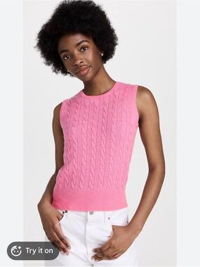 Alex Mill Cableknit Sweater Tank Alpaca and Merino Wool Pink Size XL